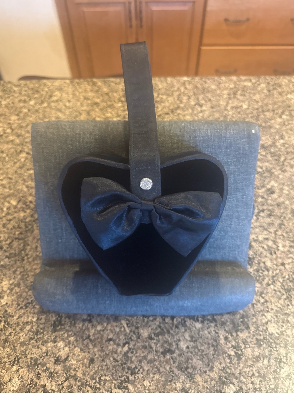 Swarovski Black Heart-Shaped Velvet Wristlet with Bow